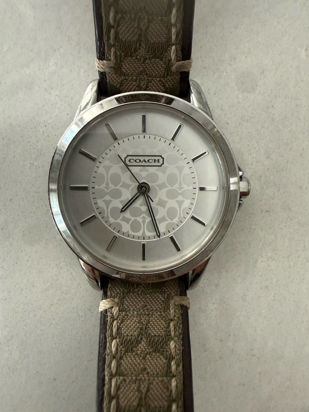 Coach Watch Silver Case Brown Leather Strap